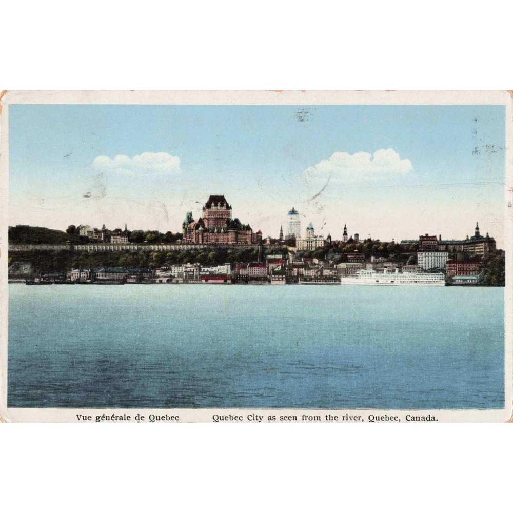 Quebec City Canada Chateau Frontenac St Lawrence River 1944 View Postcard